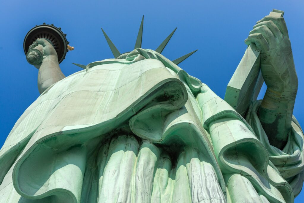 The Statue of Liberty on Liberty Island.
