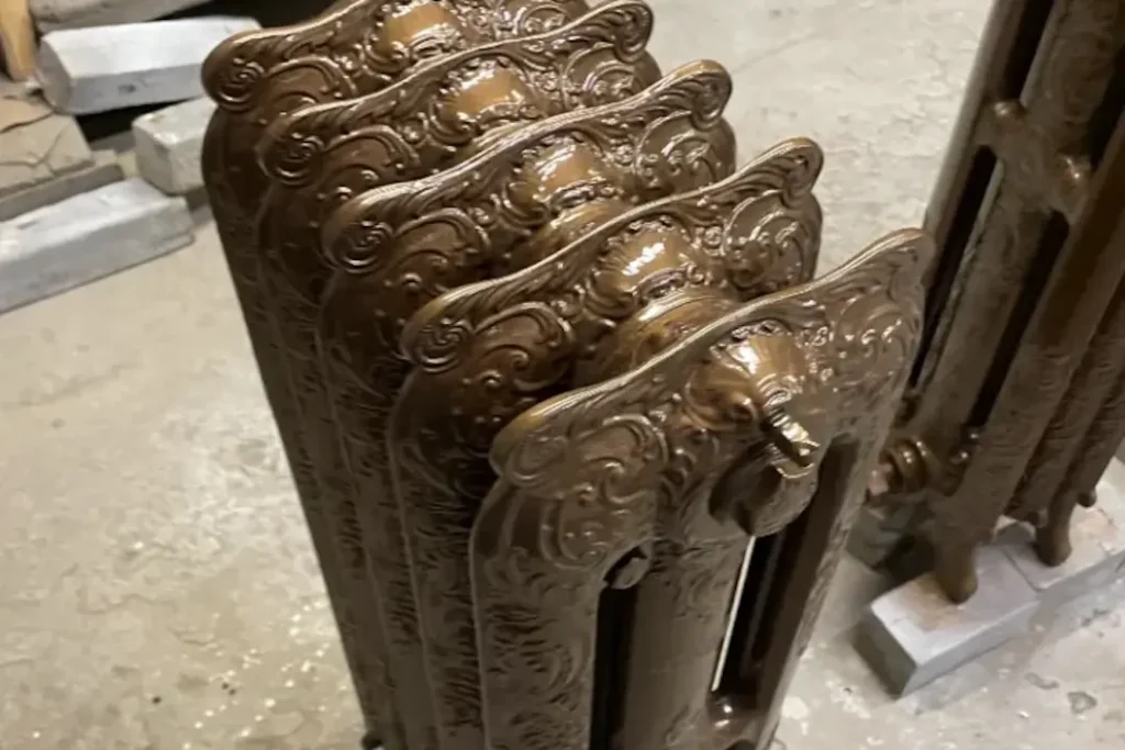 copper colored cast iron radiator restoration project