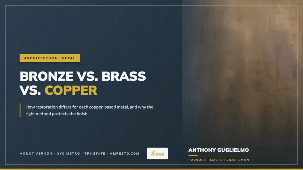 Bronze, brass, and copper architectural metal comparison
