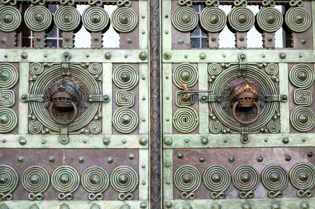 Detail of an old metal door