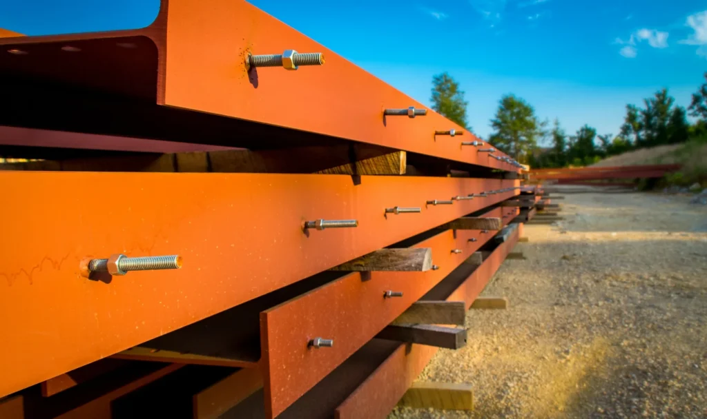 Orange steel girders