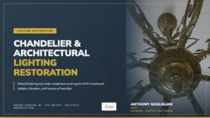 Chandelier and architectural lighting restoration in NYC by Metal Man