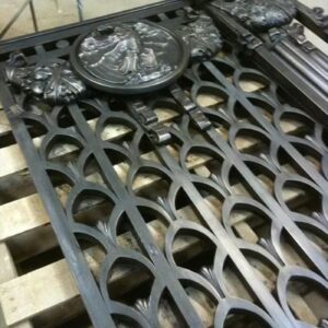 Ornamental bronze gate from the Alexander Hamilton US Custom House during shop restoration